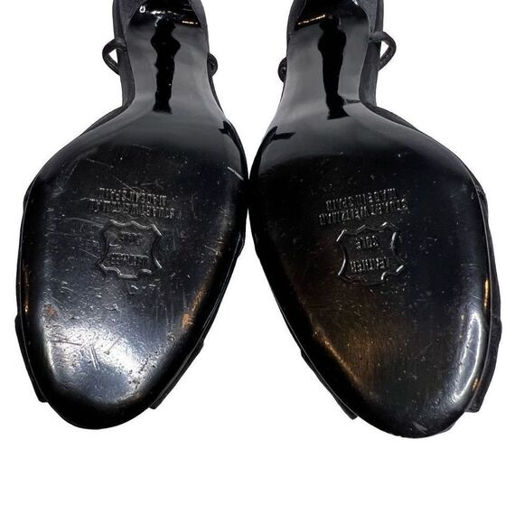 Stuart Weitzman black satin open toe rhinestone embellished heels size 8.5N - Picture 15 of 16